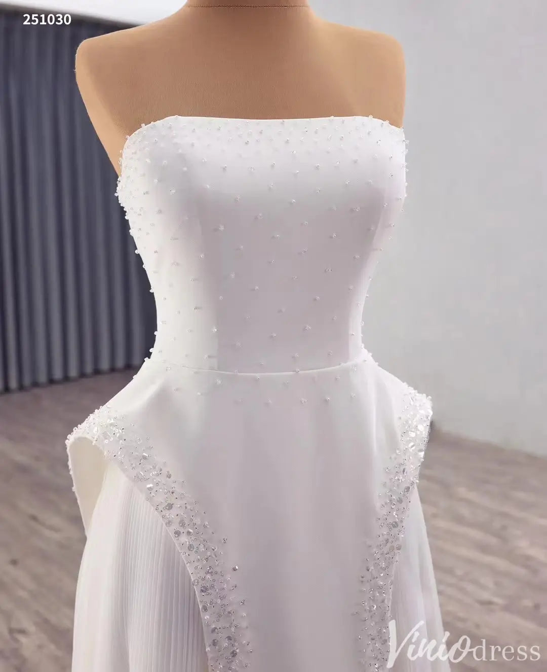 Strapless Beaded Pink Pageant Dress with Overskirt Skirt 251030-Couture Gown 2025 -Viniodress-Pink-Custom Size-