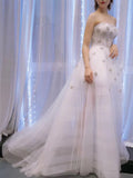 Strapless Beaded Wedding Dresses See Through A-line Bridal Dress VW1760-wedding dresses-Viniodress-Viniodress