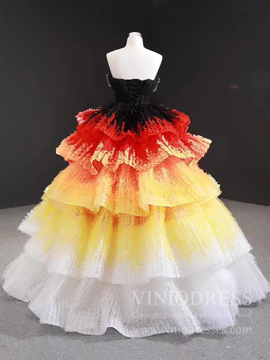 Strapless Black and Yellow Couture Ball Gown Vintage Debutante Dresses FD1600B viniodress-prom dresses 2025 -Viniodress-Black-Custom Size-