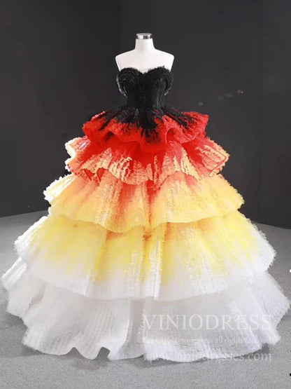 Strapless Black and Yellow Couture Ball Gown Vintage Debutante Dresses FD1600B viniodress-prom dresses 2025 -Viniodress-Black-Custom Size-
