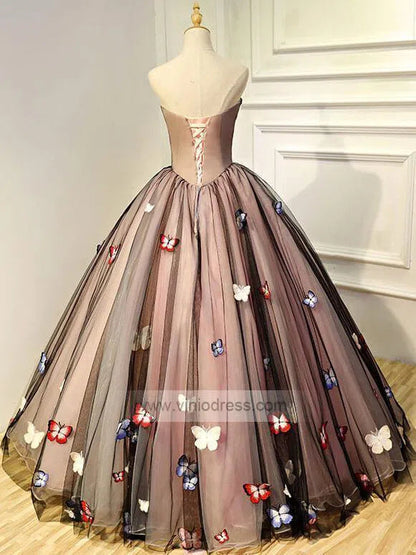 Strapless Black Beaded Quinceanera Dresses FD1465 viniodress-prom dresses 2025 -Viniodress-Black-Custom Size-