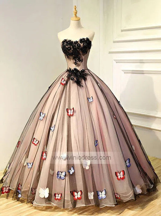 Strapless Black Beaded Quinceanera Dresses FD1465 viniodress-prom dresses 2025 -Viniodress-Black-Custom Size-