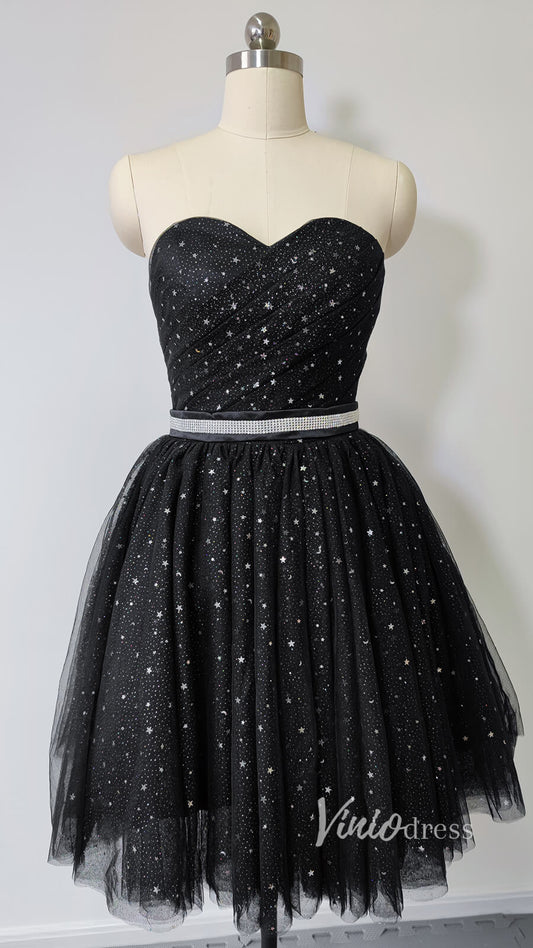 Strapless Black Star Homecoming Dresses 2021 SD1220-Homecoming Dresses 2025 -Viniodress-Black-Custom Size-