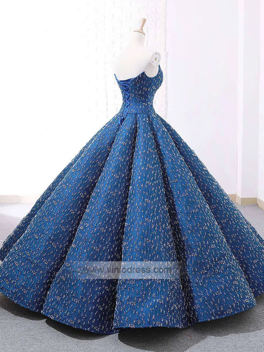 Strapless Blue Prom Dresses Beaded Formal Gowns FD1117 viniodress-prom dresses-Viniodress-Viniodress