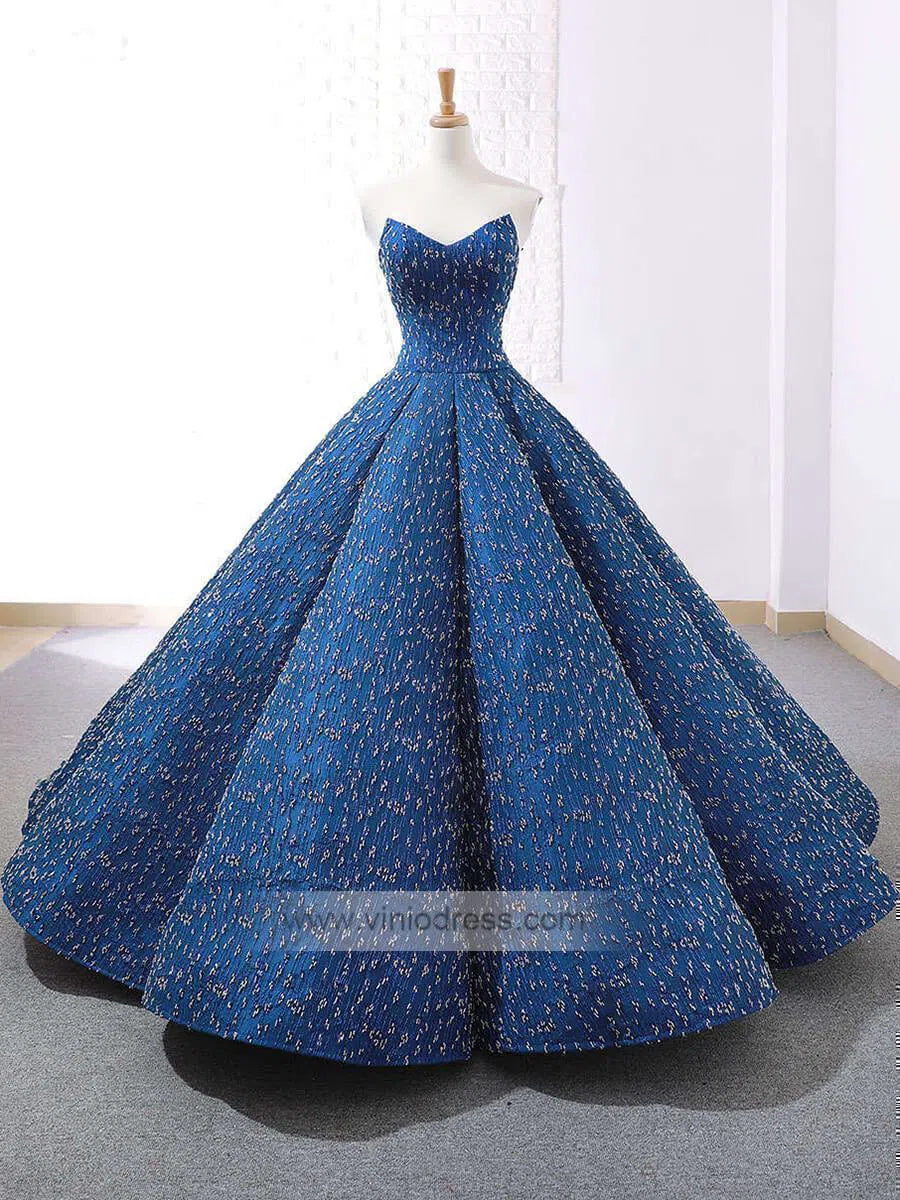 Prom Dress 2025 Strapless Blue Prom Dresses Beaded Formal Gowns FD1117 viniodress-unique prom dresses-Royal Blue-Custom Size-Viniodress