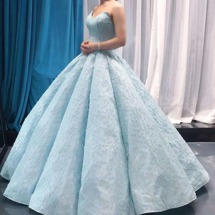 Strapless Blue Prom Dresses Beaded Formal Gowns FD1117 viniodress-prom dresses 2025 -Viniodress-Light Blue-Custom Size-