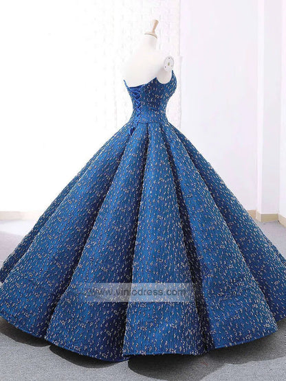 Strapless Blue Prom Dresses Beaded Formal Gowns FD1117 viniodress-prom dresses 2025 -Viniodress-Royal Blue-Custom Size-