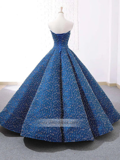 Strapless Blue Prom Dresses Beaded Formal Gowns FD1117 viniodress-prom dresses 2025 -Viniodress-Royal Blue-Custom Size-
