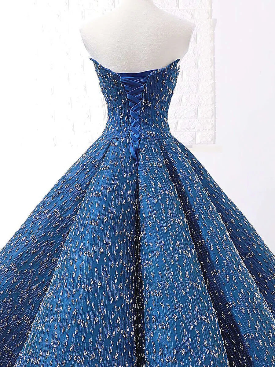 Strapless Blue Prom Dresses Beaded Formal Gowns FD1117 viniodress-prom dresses 2025 -Viniodress-Royal Blue-Custom Size-