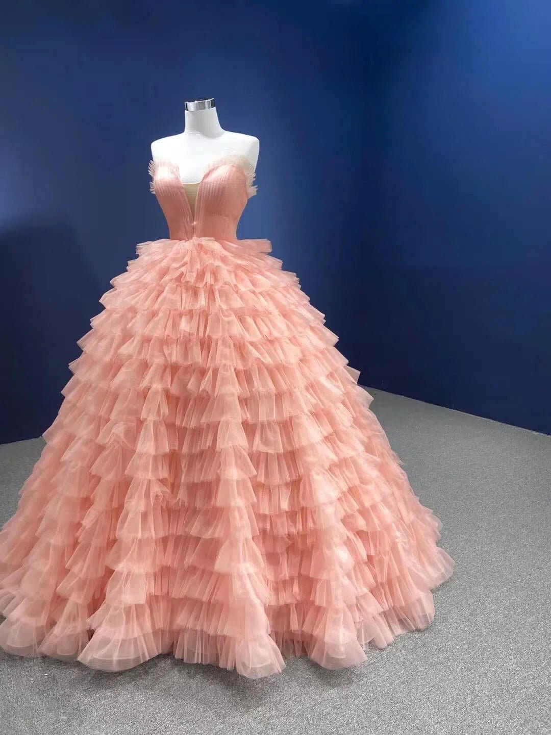 Strapless Blush Pink Quince Dresses Ruffled Princess Ball Gowns viniodress-Quinceanera Dresses 2025 -Viniodress-As Picture-Custom Size-