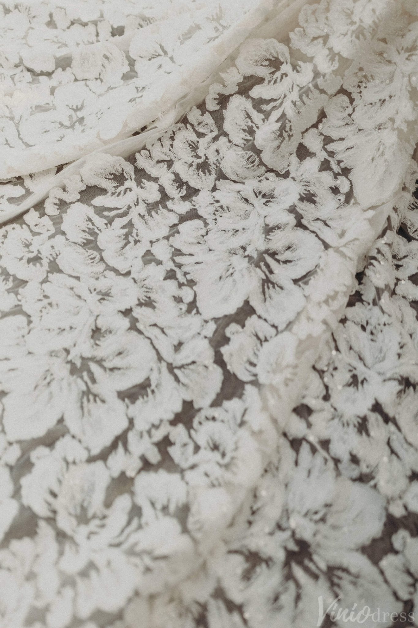 Strapless Boho Mermaid Wedding Dress Floral Embroidered Lace Gown with Sheer Lining TS001-wedding dresses 2025 -Viniodress-Ivory-Strapless-Custom Size