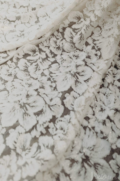 Strapless Boho Mermaid Wedding Dress Floral Embroidered Lace Gown with Sheer Lining TS001-wedding dresses 2025 -Viniodress-Ivory-Strapless-Custom Size