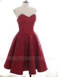 Short Prom Dresses 2025 Strapless Burgundy Lace Homecoming Dresses Short Cocketail Dress SD1217-homecoming dresses-Viniodress-Burgundy-Custom Size-Viniodress