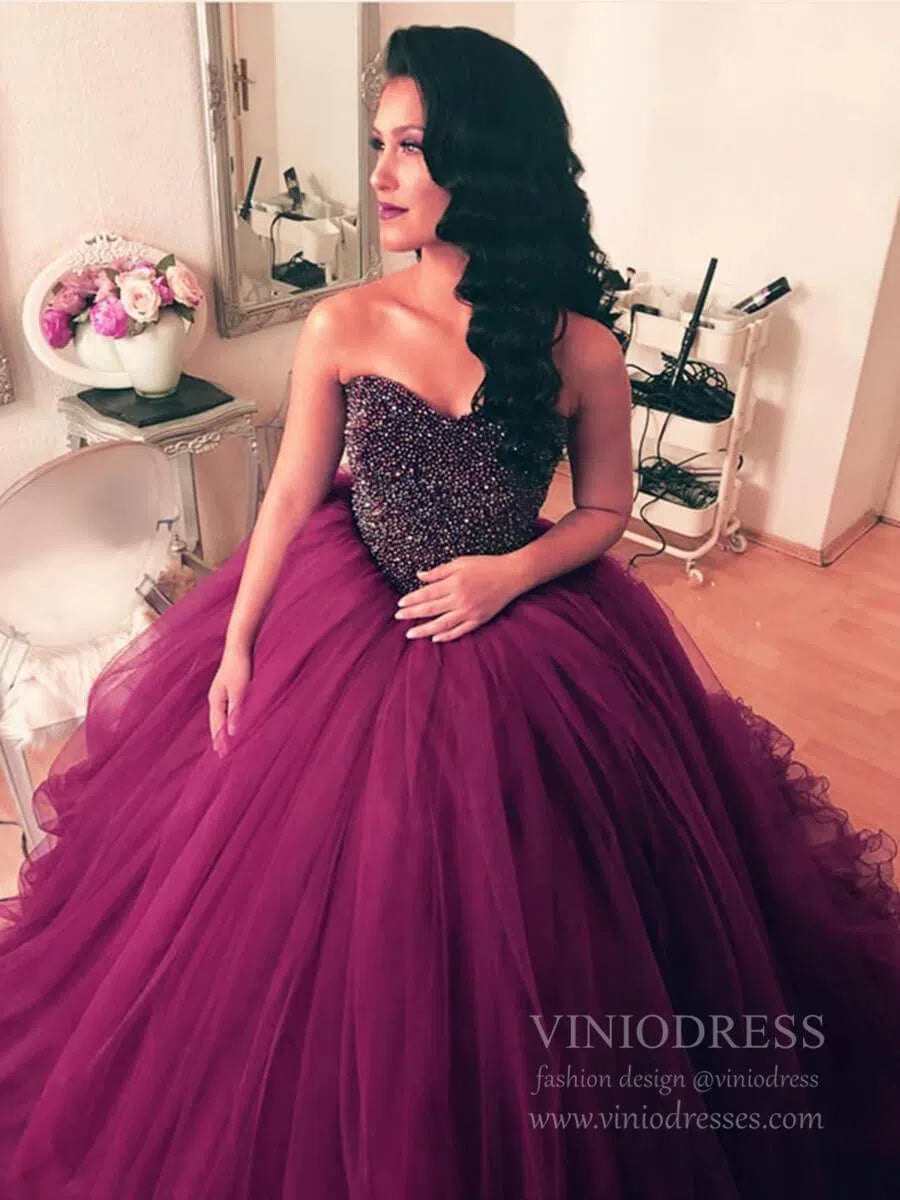 Prom Dress 2025 Strapless Burgundy Masquera Ball Gown Prom Dresses 2019 FD1653 viniodress-unique prom dresses-Burgundy-Custom Size-Viniodress