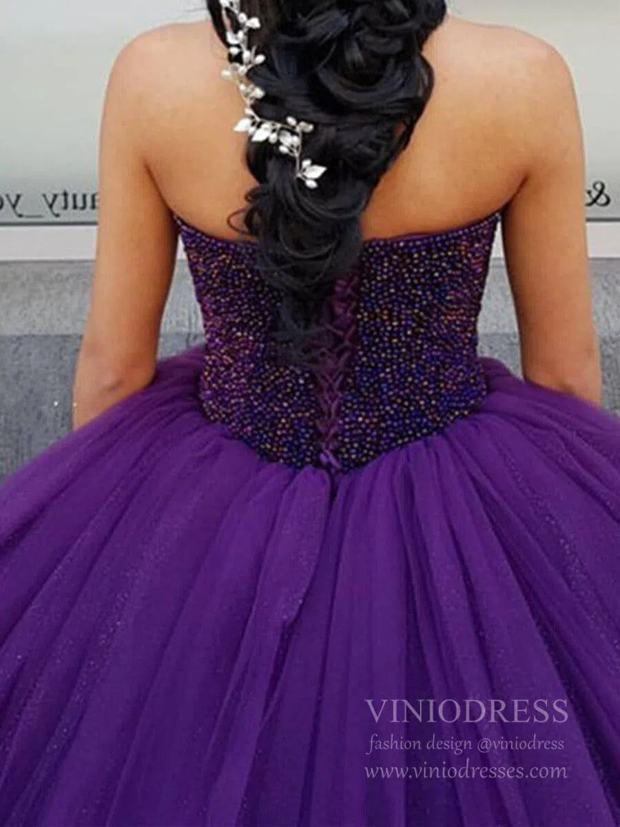 Prom Dress 2025 Strapless Burgundy Masquera Ball Gown Prom Dresses 2019 FD1653 viniodress-unique prom dresses-Purple-Custom Size-Viniodress