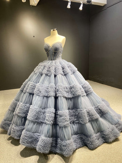 Strapless Celebrity Dress Tulle Sweet 16 Ball Gown Wedding Dresses 67372-wedding dresses 2025 -Viniodress-Purple-Custom Size-