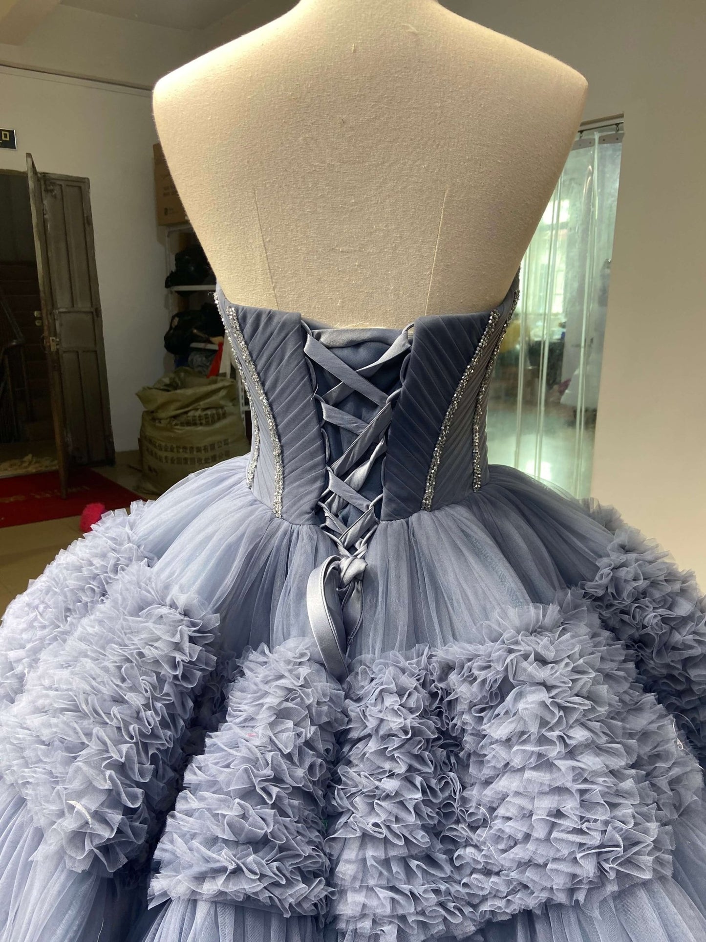 Strapless Celebrity Dress Tulle Sweet 16 Ball Gown Wedding Dresses 67372-wedding dresses 2025 -Viniodress-Purple-Custom Size-