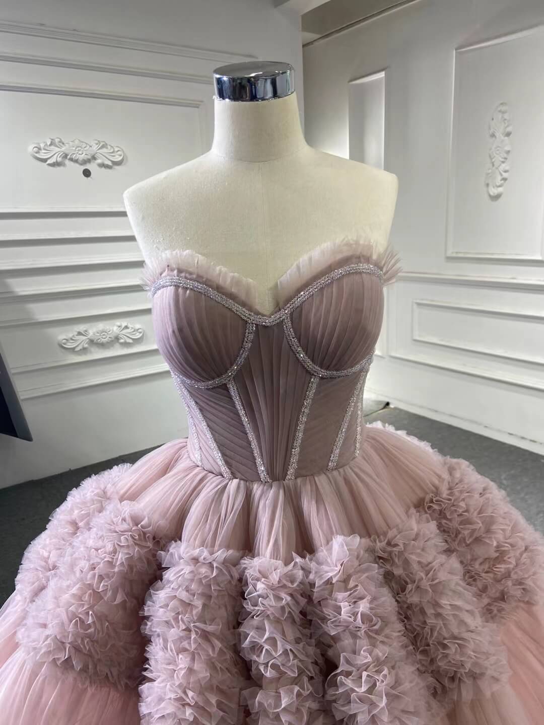 Strapless Celebrity Dress Tulle Sweet 16 Ball Gown Wedding Dresses 67372-wedding dresses 2025 -Viniodress-Purple-Custom Size-