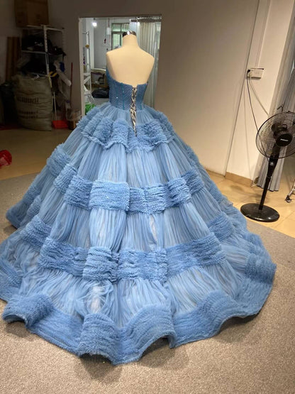 Strapless Celebrity Dress Tulle Sweet 16 Ball Gown Wedding Dresses 67372-wedding dresses 2025 -Viniodress-Purple-Custom Size-