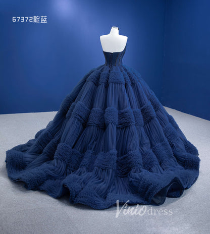 Strapless Celebrity Dress Tulle Sweet 16 Ball Gown Wedding Dresses 67372-wedding dresses 2025 -Viniodress-Purple-Custom Size-