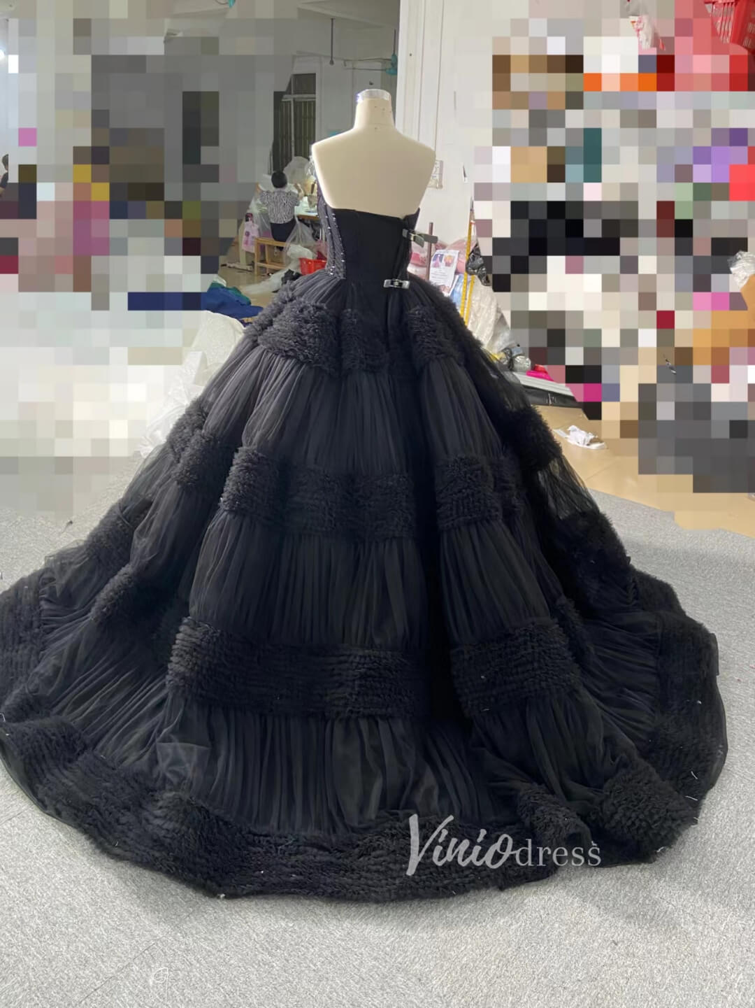 Strapless Celebrity Dress Tulle Sweet 16 Ball Gown Wedding Dresses 67372-wedding dresses 2025 -Viniodress-Purple-Custom Size-