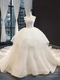 Strapless Champagne Cathedral Wedding Dresses VW1163