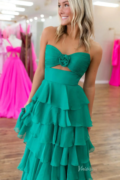 Strapless Chiffon Ruffled Prom Dresses with Skit & Sweetheart Neck RF317-prom dresses 2026-Viniodress-Blush-Custom Size-