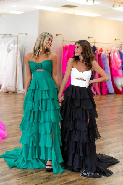 Strapless Chiffon Ruffled Prom Dresses with Skit & Sweetheart Neck RF317-prom dresses 2026-Viniodress-Blush-Custom Size-