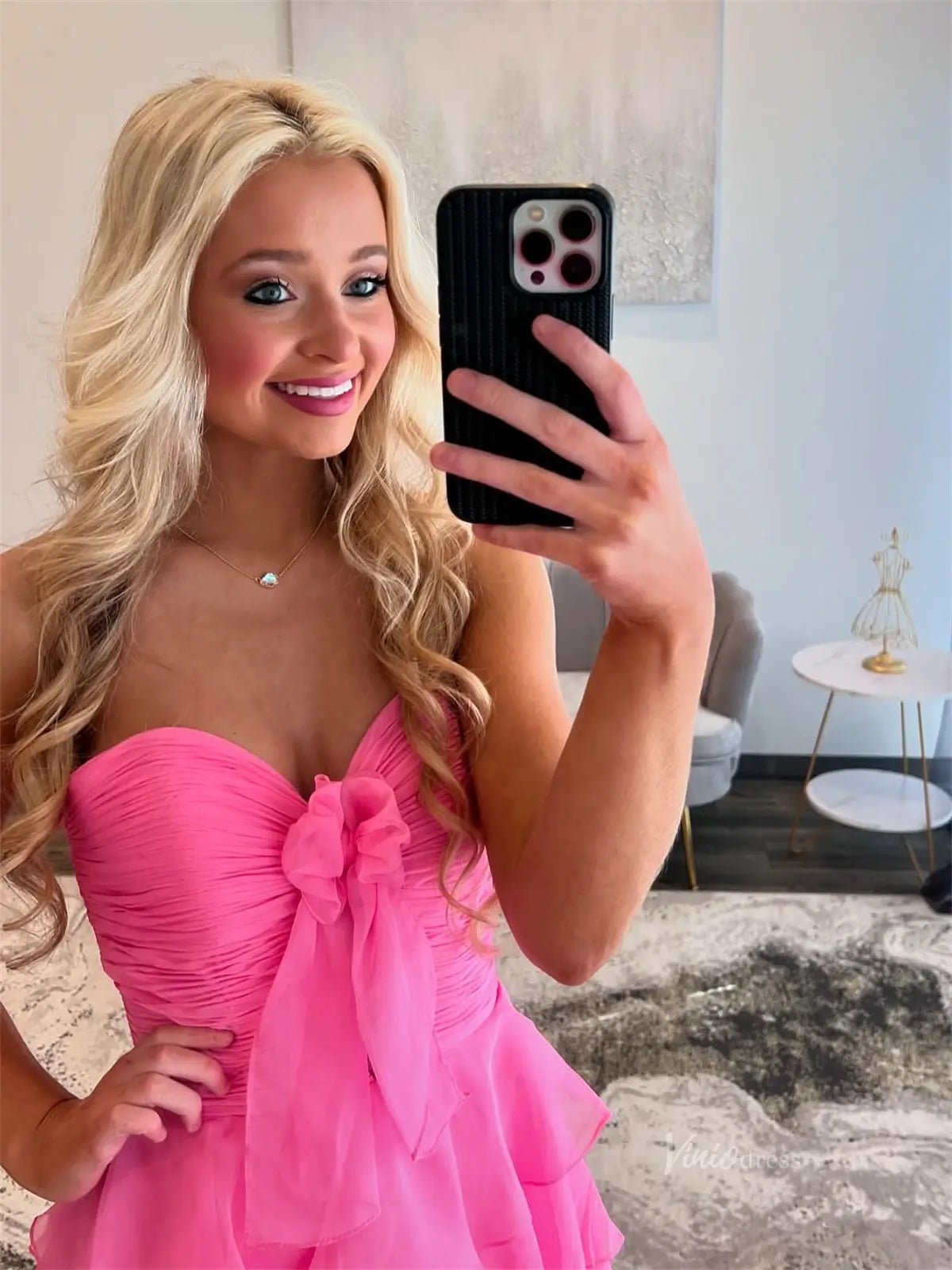 Strapless Chiffon Tiered Prom Dresses with Slit, Sweetheart Neck & Pleated Bodice - FD3754-prom dresses 2025 -Viniodress-Yellow-Custom Size-