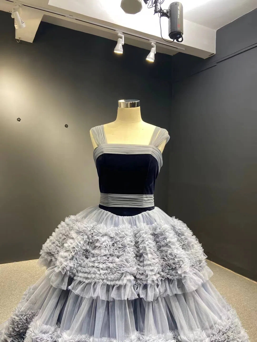 Strapless Dusty Blue Blue Quince Dress Tiered Ruffle Ball Gown Sweet 16 Dress 67119 viniodress-Quinceanera Dresses 2025 -Viniodress-Dusty Blue-Custom Size-