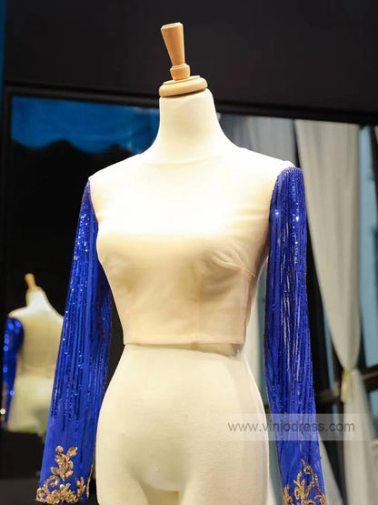 Strapless Emerald Green Mermaid Prom Dresses with Sleeves FD1156 viniodress-prom dresses 2025 -Viniodress-Royal Blue-US 2-