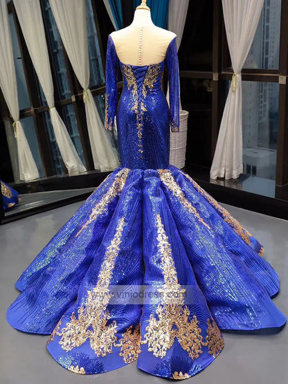 Strapless Emerald Green Mermaid Prom Dresses with Sleeves FD1156 viniodress-prom dresses 2025 -Viniodress-Royal Blue-US 2-