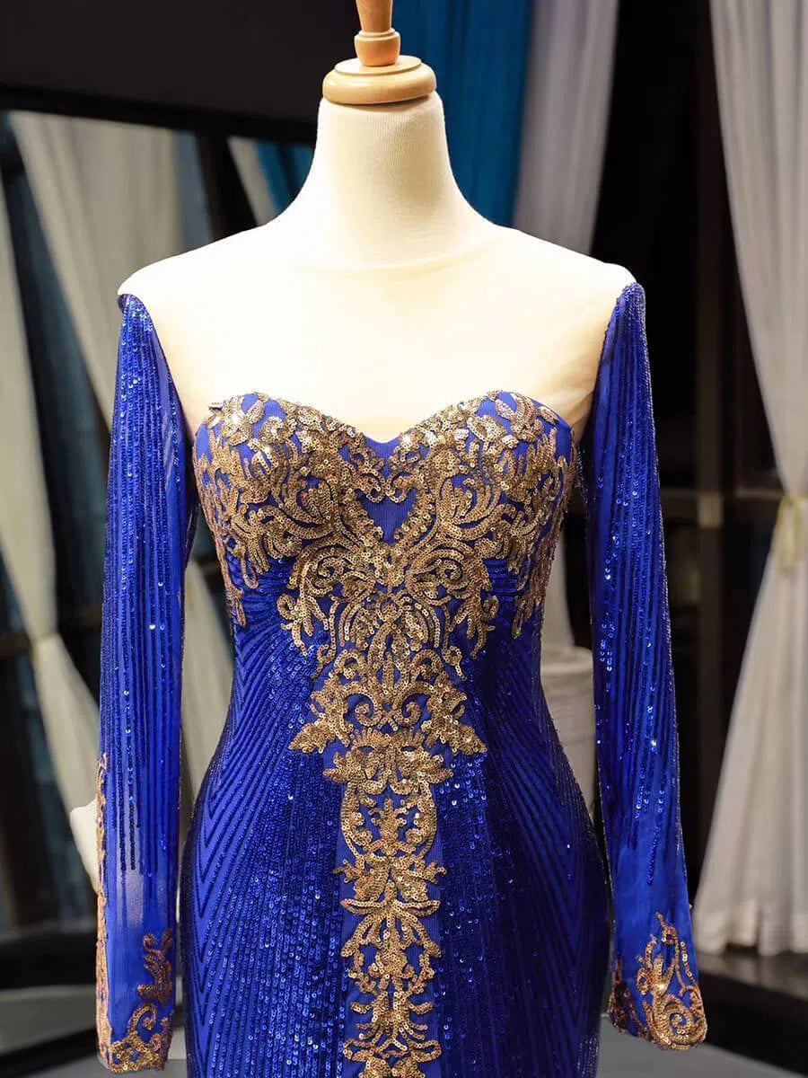 Strapless Emerald Green Mermaid Prom Dresses with Sleeves FD1156 viniodress-prom dresses 2025 -Viniodress-Royal Blue-US 2-