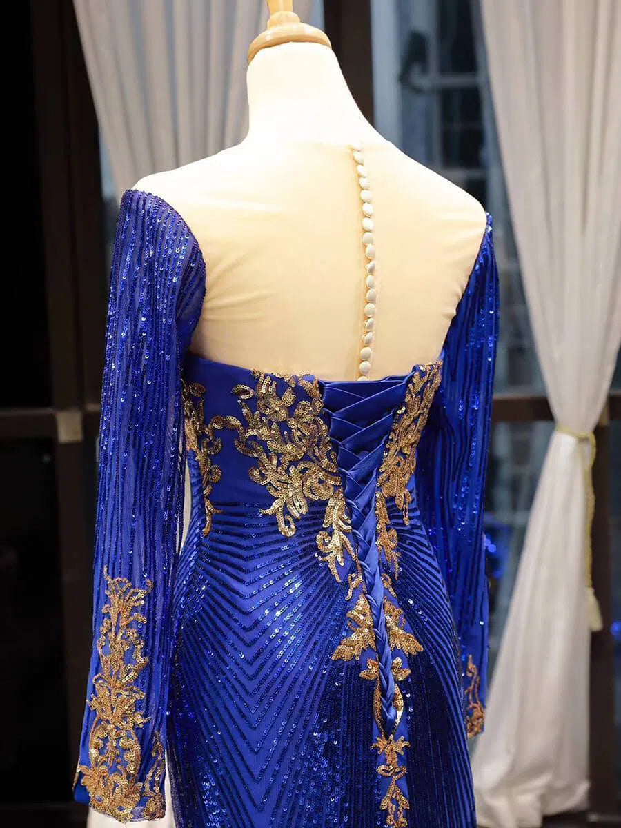 Strapless Emerald Green Mermaid Prom Dresses with Sleeves FD1156 viniodress-prom dresses 2025 -Viniodress-Royal Blue-US 2-