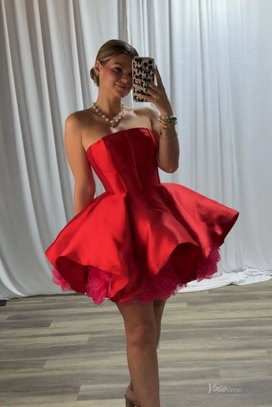 HS044-Homecoming Dresses 2026-Viniodress-Red-Custom Size – Add Measurements in Cart-