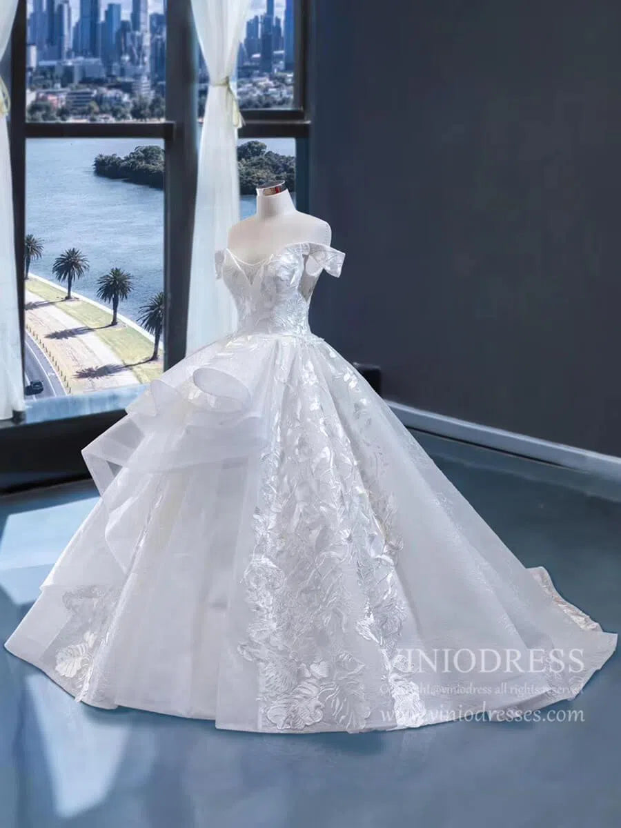 Strapless Floral Prom Dresses Champagne Princess Quinceañera Dress FD1289 viniodress-prom dresses 2025 -Viniodress-Champagne-US 2-