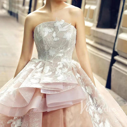 Strapless Floral Prom Dresses Champagne Princess Quinceañera Dress FD1289 viniodress-prom dresses 2025 -Viniodress-Champagne-US 2-