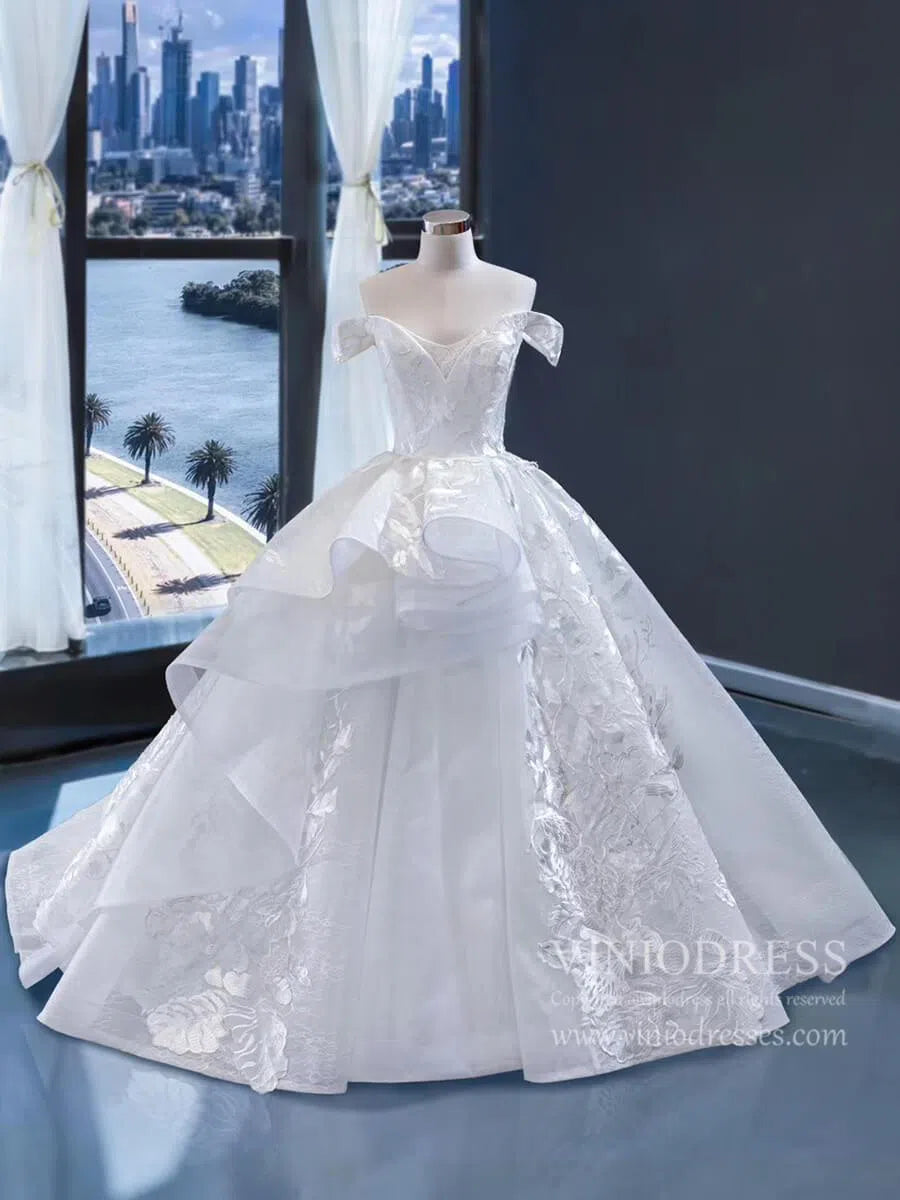 Strapless Floral Prom Dresses Champagne Princess Quinceañera Dress FD1289 viniodress-prom dresses 2025 -Viniodress-Ivory-US 2-