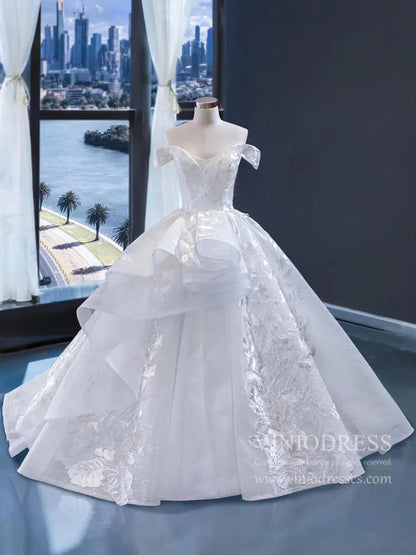 Strapless Floral Prom Dresses Champagne Princess Quinceañera Dress FD1289 viniodress-prom dresses 2025 -Viniodress-Ivory-US 2-