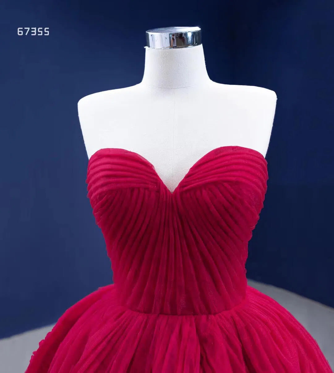 Strapless Formal Ball Gown Pleated Sweet 16 Dress 67355-Quinceanera Dresses 2025 -Viniodress-Dark Red-Custom Size-