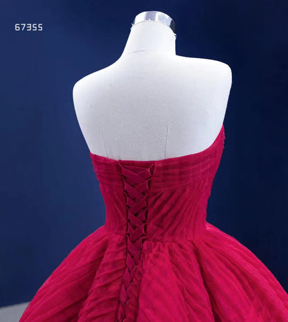 Strapless Formal Ball Gown Pleated Sweet 16 Dress 67355-Quinceanera Dresses 2025 -Viniodress-Dark Red-Custom Size-