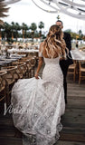 Strapless Lace Bohemian Wedding Dresses with Slit & Arm Band VW1092B-wedding dresses-Viniodress-Viniodress