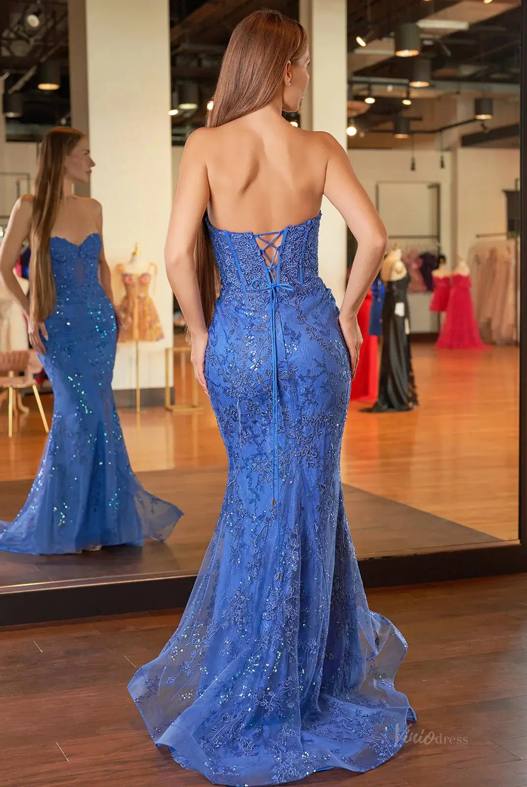 Strapless Lace Mermaid Prom Dress 2025 with Sweetheart Neck – FD5018-prom dresses 2025 -Viniodress-Lavender-Custom Size-