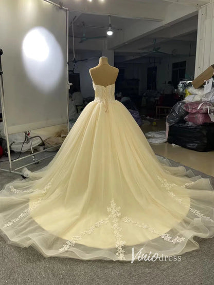 Strapless Lace Wedding Gowns Beach Wedding Dresses 66251-wedding dresses 2025 -Viniodress-Champagne-Custom Size-