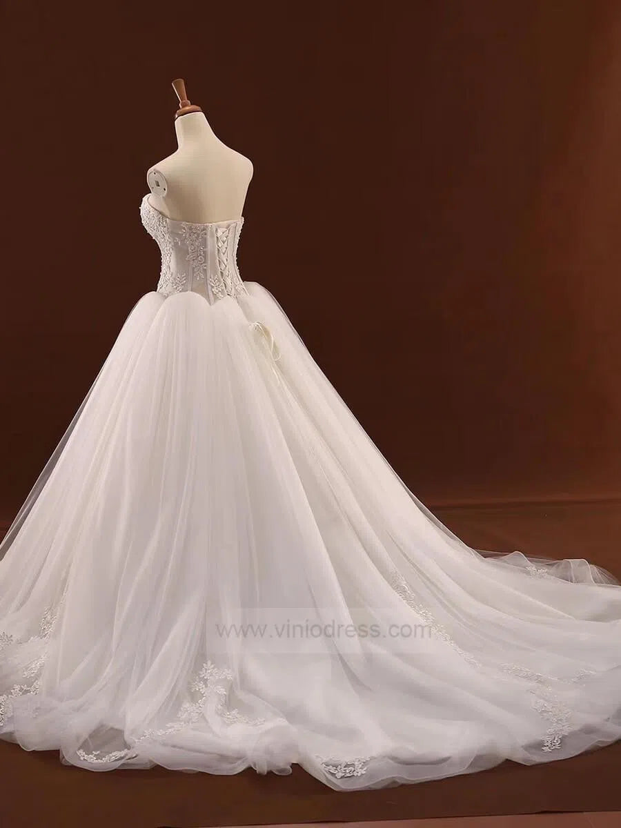 Strapless Lace Wedding Gowns Beach Wedding Dresses 66251-wedding dresses 2025 -Viniodress-Champagne-Custom Size-