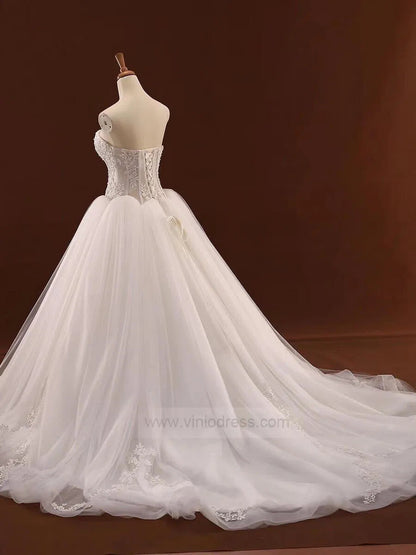 Strapless Lace Wedding Gowns Beach Wedding Dresses 66251-wedding dresses 2025 -Viniodress-Champagne-Custom Size-
