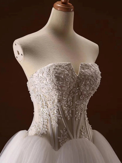 Strapless Lace Wedding Gowns Beach Wedding Dresses 66251-wedding dresses 2025 -Viniodress-Champagne-Custom Size-