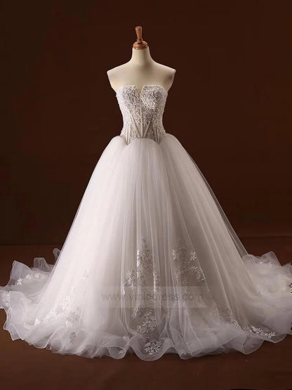 Strapless Lace Wedding Gowns Beach Wedding Dresses 66251-wedding dresses 2025 -Viniodress-Ivory-Custom Size-