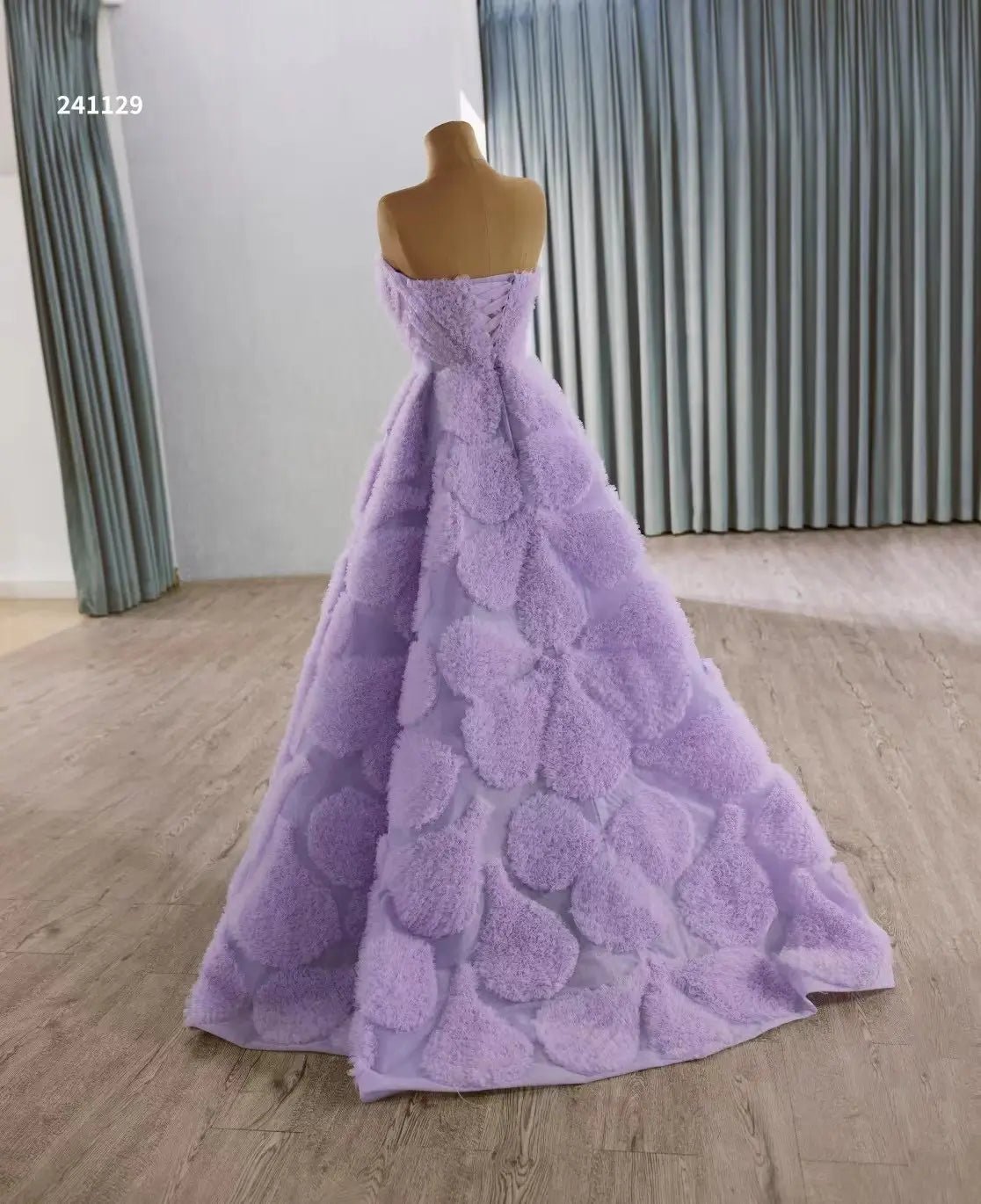 Strapless Lavender Debutante Dresses Lilac Ruffle Wedding Gowns 241129-Quinceanera Dresses 2025 -Viniodress-Lavender-Custom Size-