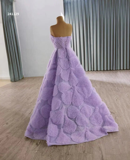 Strapless Lavender Debutante Dresses Lilac Ruffle Wedding Gowns 241129-Quinceanera Dresses 2025 -Viniodress-Lavender-Custom Size-